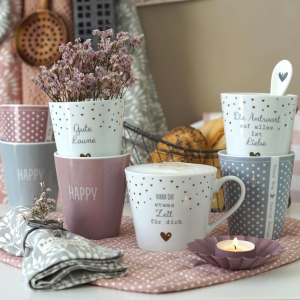 Krasilnikoff Happy Mug ohne Henkel "Happy" (Dusty Rose)