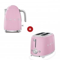 smeg Set aus 2-Schlitz-Toaster kompakt und Wasserkocher feste Temperatur (Cadillac Pink)
