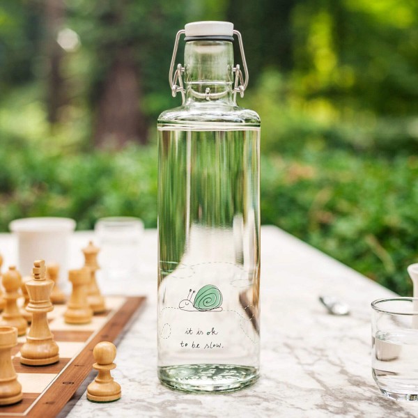 Trinkflasche aus Glas "Ok to be slow" - 1 l von Soulbottles
