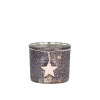 Teelichthalter mit Stern - ø 9 cm (Antique Mokka) von Chic Antique