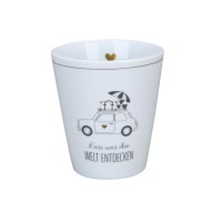 Krasilnikoff Happy Mug "Lass uns die Welt entdecken" (Weiß)