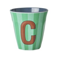 rice Melamin Becher mit Streifen "Buchstabe C" - Medium (Grün/Mint)