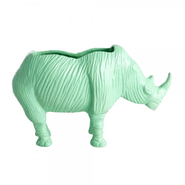 rice Blumentopf aus Metall "Rhino/Nashorn" - Groß (Neongrün)