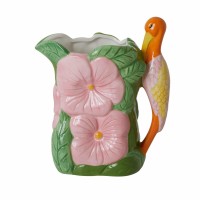 rice Vase aus Keramik mit Henkel "Blumen" (Bunt)
