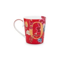 Pip Studio Tasse Buchstabe O "Alphabet Mug – Blushing Birds" – 350 ml (Rot)