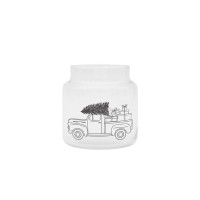 Vase aus Glas "Weihnachtsauto" - 10x9,5 cm (Transparent/Schwarz) von Eulenschnitt