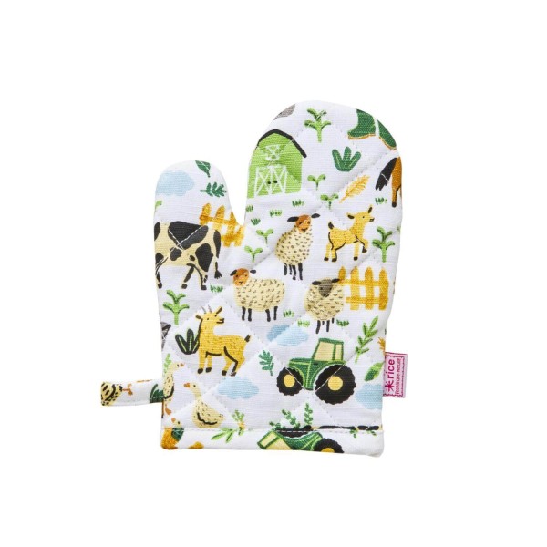rice Kinder-Ofenhandschuh "Farm Print" (Blau/Bunt)