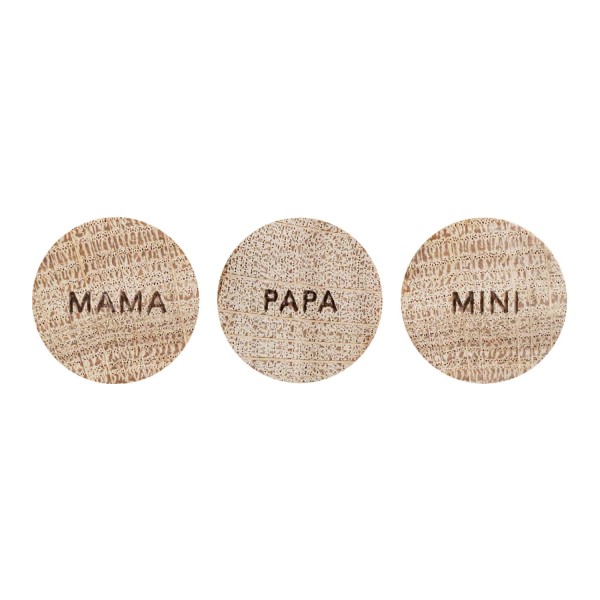 Holz-Magnet "Familie" im 3er-Set - 2,5 cm (Natur) von Eulenschnitt