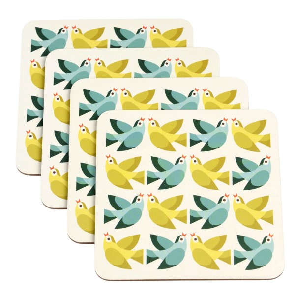 Glas-Untersetzer "Love Birds" - 4er-Set von Rex LONDON