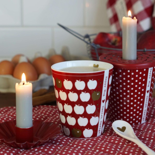 Krasilnikoff Happy Mug ohne Henkel "Apples" (Scarlet Red)