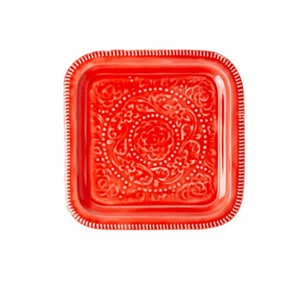 rice Tablett aus Metall - Viereckig (Rot)
