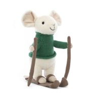 Jellycat Kuscheltier Maus "Merry Mouse Skiing" (Weiß)