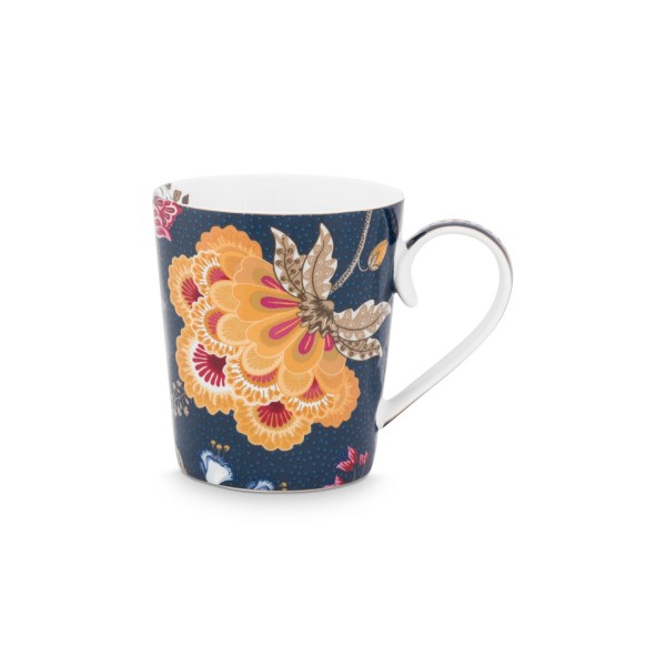 Pip Studio Tasse Buchstabe J "Alphabet Mug – Floral Fantasy" – 350 ml (Blau)