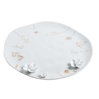 Teller "LIVING - Porzellangeschichten - Blume" (Weiß/Gold) von räder Design