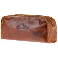Kosmetiktasche/Mäppchen aus Leder "MAINAU" (Cognac) von Alpenleder