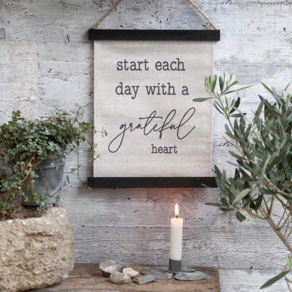 Leinwand "Grateful" - 22x30cm (Beige/Schwarz) von Chic Antique
