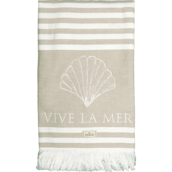 GreenGate Baumwoll-Handtuch "Vive la mer" - 40x140 cm (Sand)