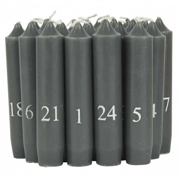 Ib Laursen Stabkerzen mit Zahlen - 24Stk (Grau)