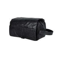 Kulturtasche aus Leder "ROLL UP" (Ebenholz) von Alpenleder