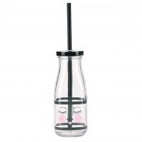 Miss Étoile Glasflasche "Closed eyes" (Schwarz/Rosa)-4966611-1