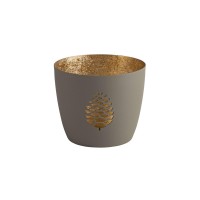 Windlicht "Madras - Tannenzapfen" - M (Grau/Gold) von Gift Company