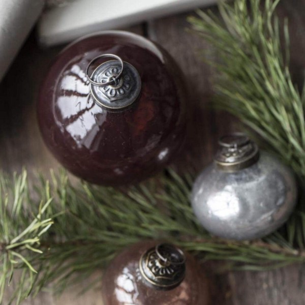 Ib Laursen Zwiebelförmige Weihnachtskugel "Bubbled" - 5,2x5,4 cm (Silber)