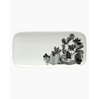 marimekko Rechteckiger Teller "Siirtolapuutarha" (Weiß/Schwarz) - 12x24,5cm