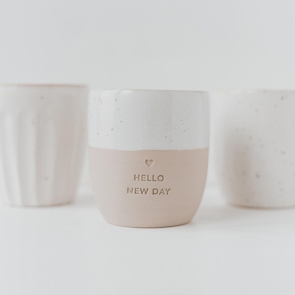 Becher "Hello New Day" - 350 ml (Natur) von Eulenschnitt