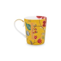 Pip Studio Tasse Buchstabe L "Alphabet Mug – Blushing Birds" – 350 ml (Gelb)
