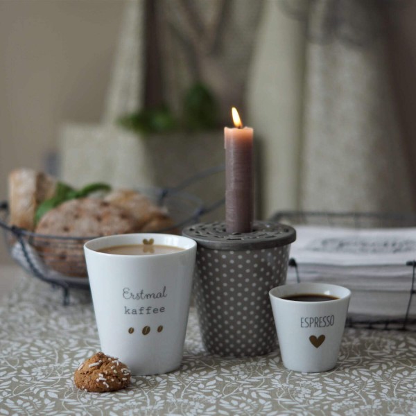 Krasilnikoff Happy Mug "Erstmal Kaffee" (Weiß)