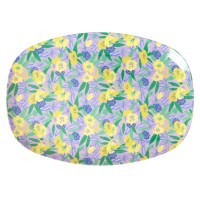 rice Melamin Platte rechteckig "Fancy Pansy" (Blau)