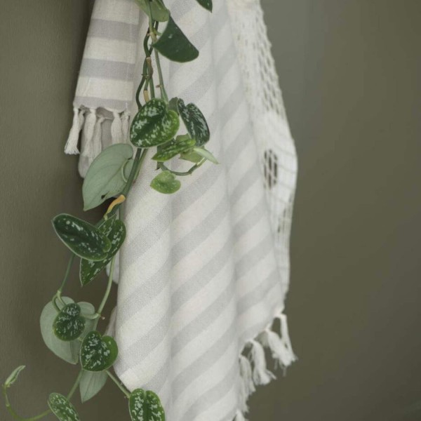 Ib Laursen Hamam-Handtuch mit Fransen - 100x50cm (Hellgrau)