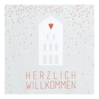 Papierservietten "Herzlich Willkommen" - 33x33 cm (Weiß) von räder Design