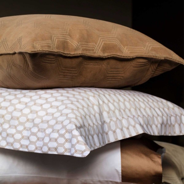 Bettdeckenbezug aus Baumwollsatin "Wabe" - 135x200 cm (Beige/Weiß) von Lexington
