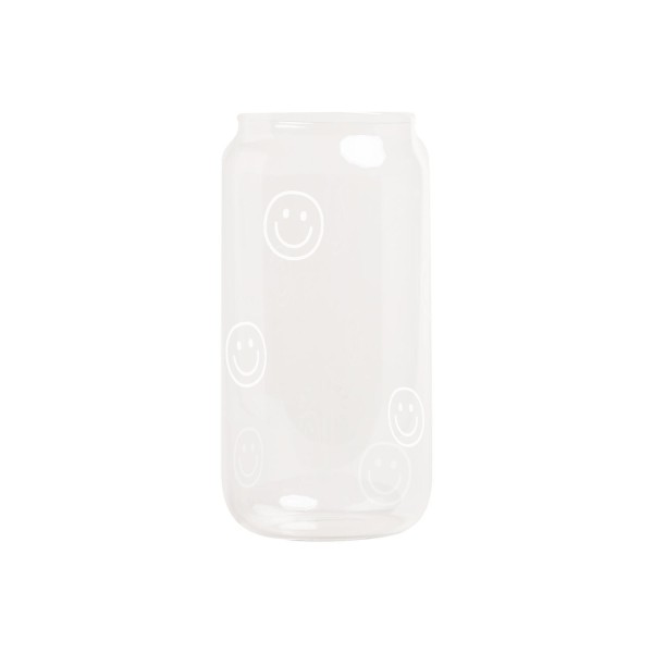 Hohes Trinkglas "Smileys" - 500 ml (Transparent) von Eulenschnitt