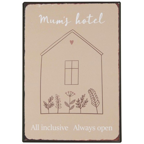 Ib Laursen Metallschild "Mum's Hotel" - 14x20 cm (Beige)