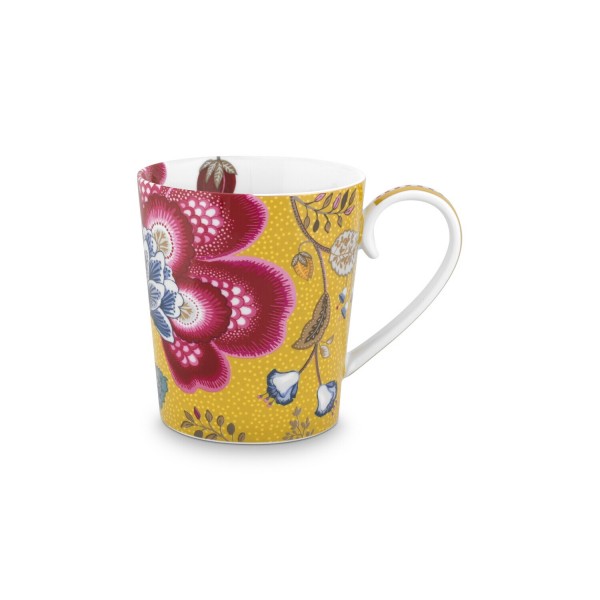 Pip Studio Tasse Buchstabe F "Alphabet Mug – Blushing Birds" – 350 ml (Gelb)