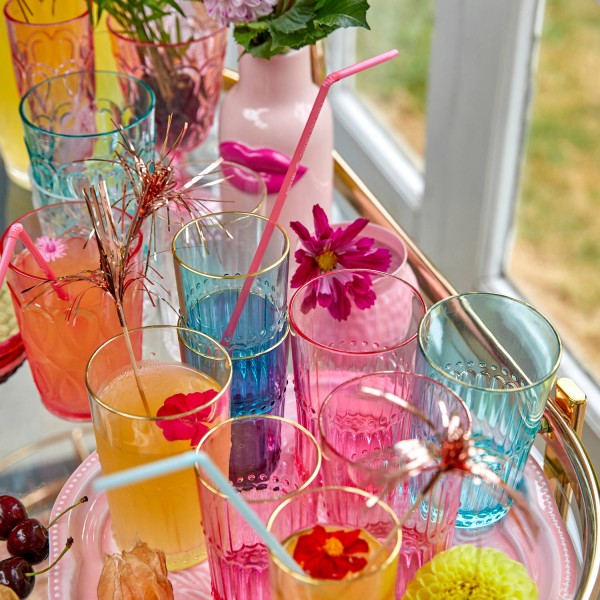 rice Wasserglas mit Goldrand "Acrylic" - Klein (Klar)