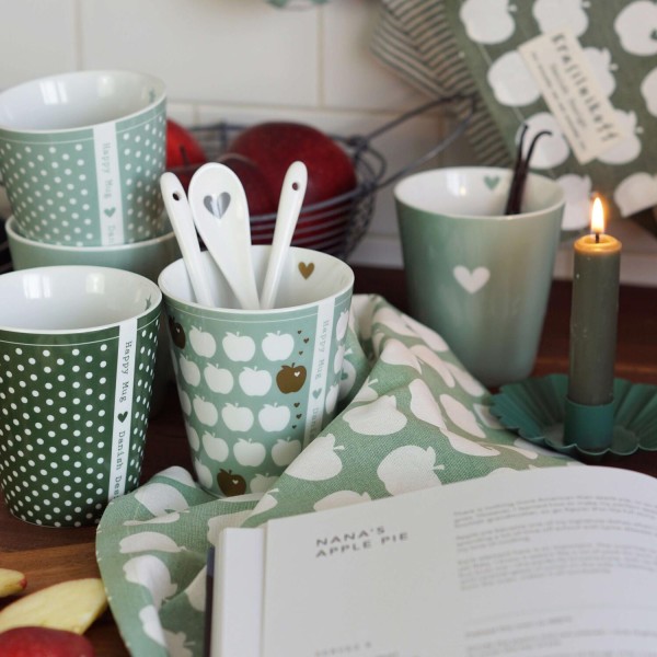 Krasilnikoff Happy mug ohne Henkel "Colourful Heart" (Dusty Green)