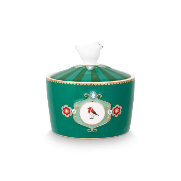 Pip Studio Zuckerdose "Love Birds Medallion" - 300 ml (Emerald-Green)