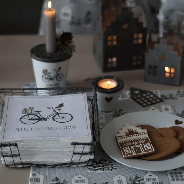 Krasilnikoff Papierservietten "Riding Home for Christmas" (Weiß)