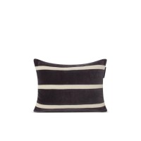 Striped Organic Cotton Velvet 40x30 Pillow Dk Gray/Lt Beige, 30x40