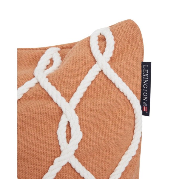 Kissenhülle "Rope" aus recycelter Baumwolle - 50x50 cm (Beige/Weiß) von Lexington