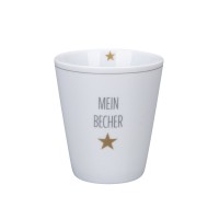 Krasilnikoff Happy Mug "Mein Becher" (Weiß / Gold)
