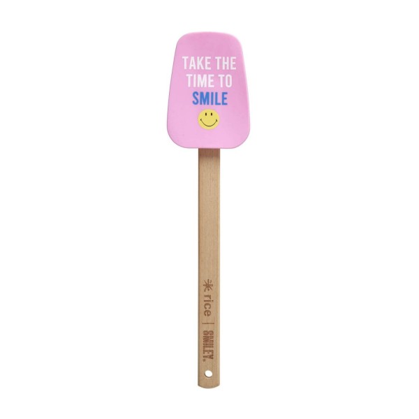 rice Silikonspatel mit Bambusgriff "Smiley" (Pink)