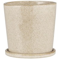 Ib Laursen Blumentopf mit Untersetzer "Saga" - 11,5x11 cm (Creme)