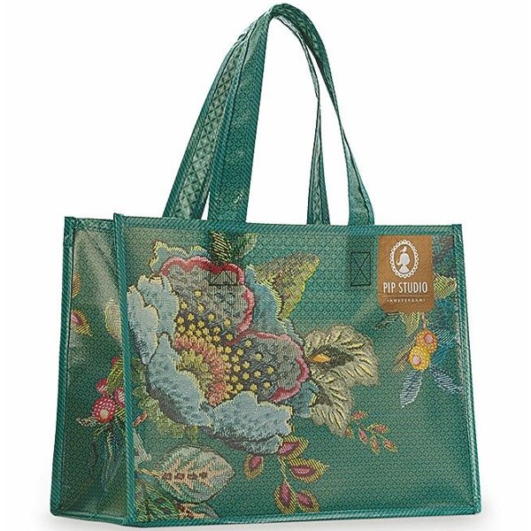 Pip Studio Einkaufstasche "Poppy Stitch" - 38x17x28 cm (Grün)