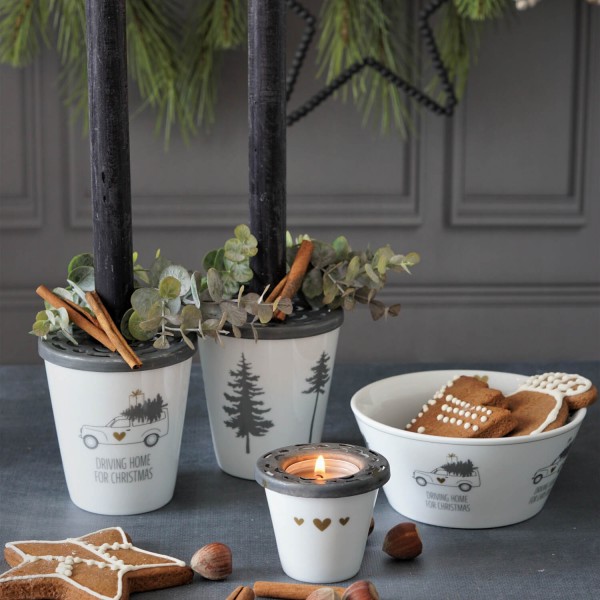 Krasilnikoff Schale "Driving Home for Christmas" (Weiß / Gold)