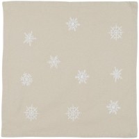 Ib Laursen Stoffserviette mit weißen Schneeflocken - 40x40cm (Beige)