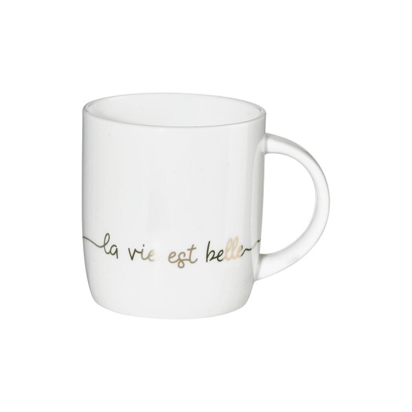Henkelbecher "Linia - La vie est belle" - 350 ml (Weiß/Gold) von ASA